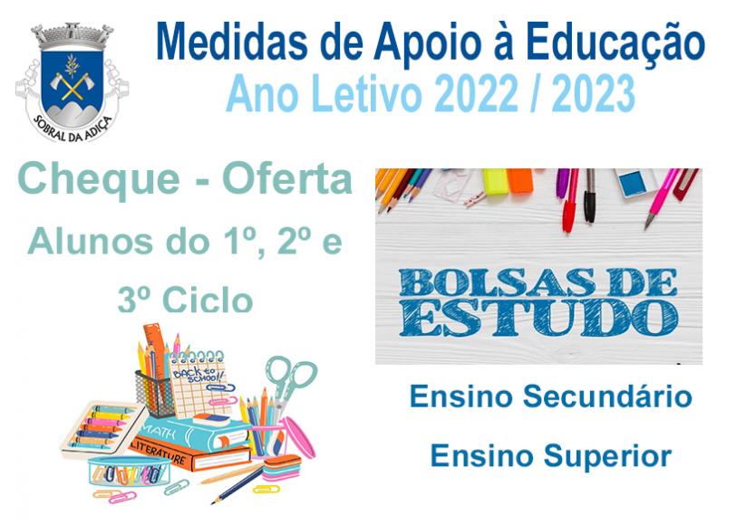 Reassure Elementary school Amount of Informação: Cheque-Oferta e Bolsas de Estudo - Ano Letivo 2022/2023 - Junta  de Freguesia de Sobral da Adiça