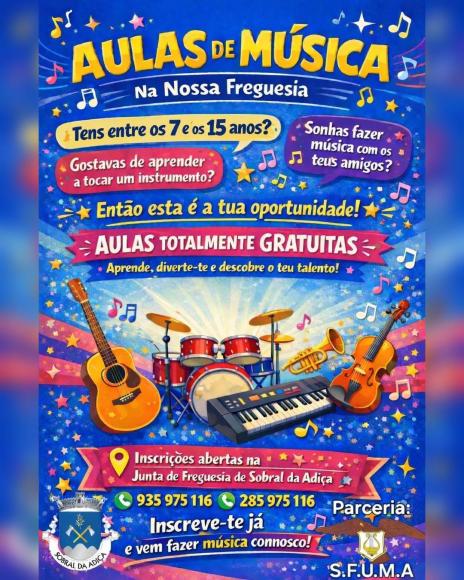 AULAS DE M&Uacute;SICA NA NOSSA FREGUESIA 